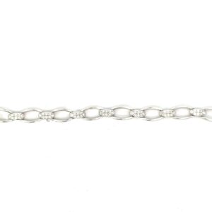 10kt white gold diamond cluster oval link bracelet with foldunder safety tw 0.75cts SI clarity, near colorless H color