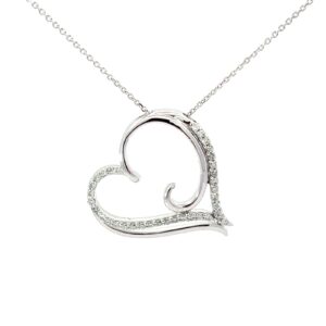 10kt white gold diamond fancy open heart pendant D tw 0.20cts SI, near colorless H color on diamond cut cable chain 18"