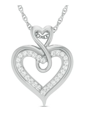 .jpg 10kt white gold diamond heart pendant on diamond cut cable chain 18" D tw 0.13cts SI clarity, near colorless I