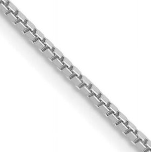 10KT WHITE GOLD 1.2MM BOX CHAIN WITH CLAW CATCH CLOSURE 20"