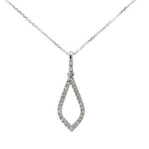 10kt white gold diamnod fashion pendant on .6mm dc cable chain 18" D tw 0.25cts SI2, I