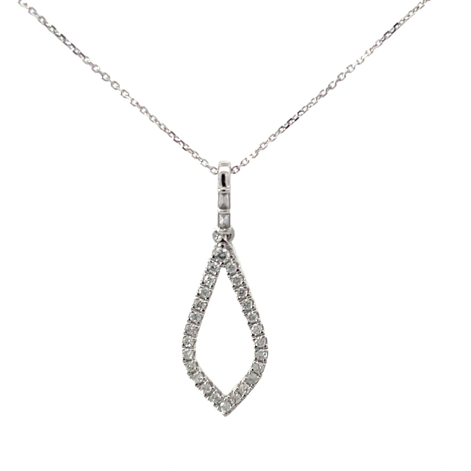 wg .jpg 10kt white gold diamnod fashion pendant on .6mm dc cable chain 18" D tw 0.25cts SI2, I