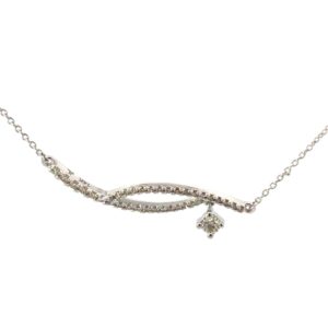 14kt white gold diamond fancy double row bar necklace D tw 0.35cts VS2/SI1, near colorless