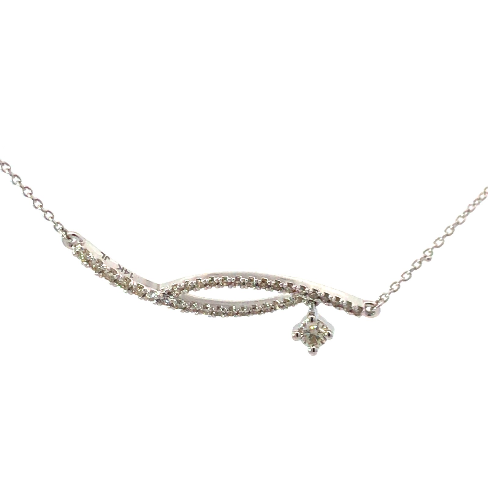 wg .jpg 14kt white gold diamond fancy double row bar necklace D tw 0.35cts VS2/SI1, near colorless