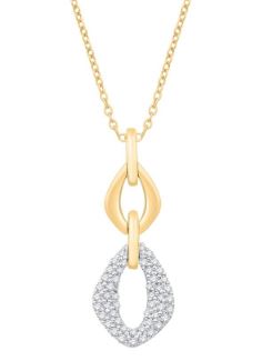 14kt yellow gold diamond dangle link pave pendant D tw 0.38ct VS2/SI1, H near colorless 18"