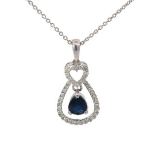 14kt white gold diamond and sapphire pendant D tw 0.22cts SI, H S tw 0.89cts