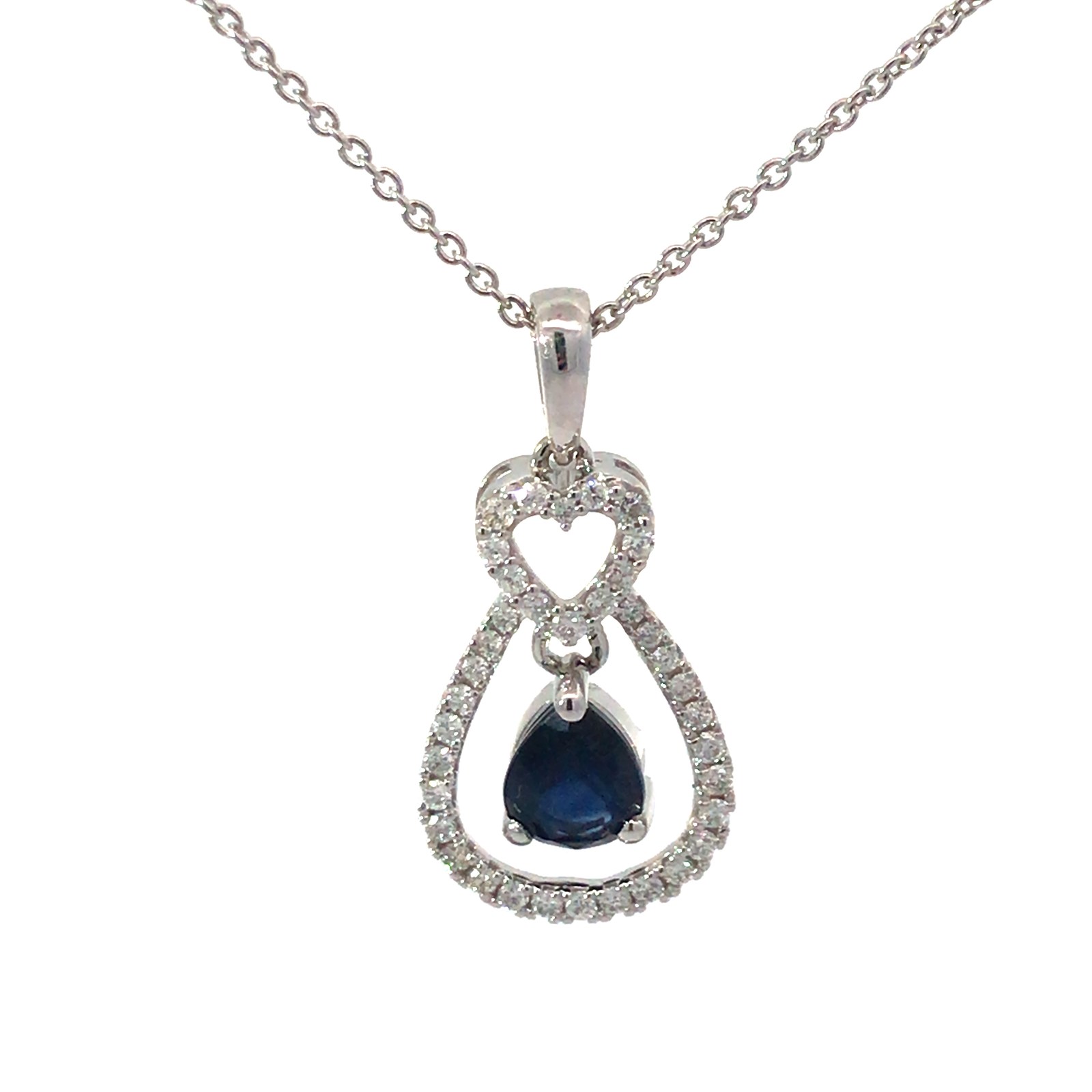 wg 14kt white gold diamond and sapphire pendant D tw 0.22cts SI, H S tw 0.89cts
