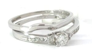 14 KT W/G DIAMOND ENGAGEMENT RING SET PLAIN BAND SI1, G/H TW .27