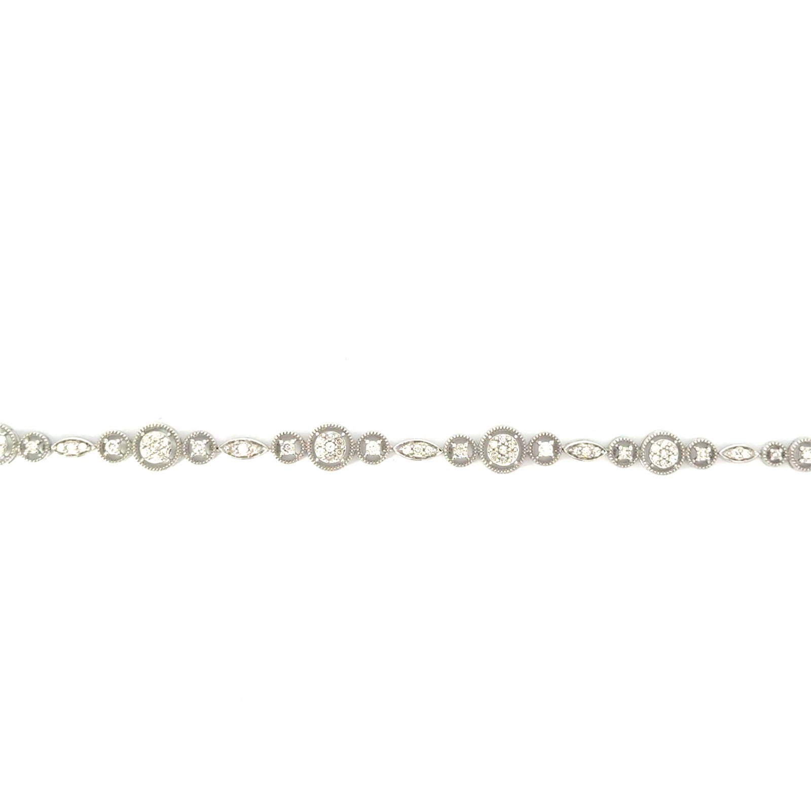 .jpg 10kt white gold diamond cluster circle tennis bSIracelet tw 1.00cts SI2 clarity, near colorless I color 7.5"