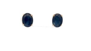 14kt yellow gold genuine sapphire oval stud earring tw 2.00cts