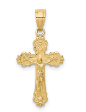 10kt yellow gold crucifix high polished cross charm