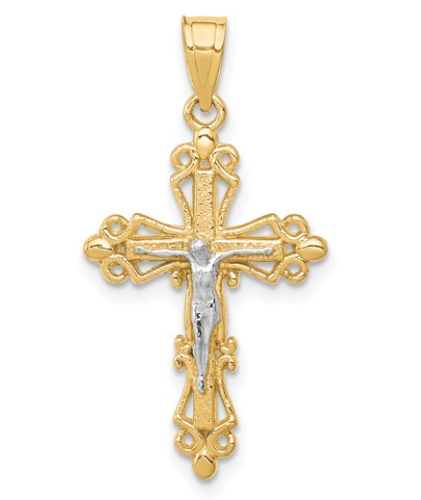 C .png 10kt two tone diamond cut crucifix cross charm