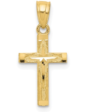 10kt yellow gold brushed and diamond cut petite charm