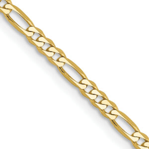 10kt yellow gold 2.2m figaro chain with claw catch closure 22"