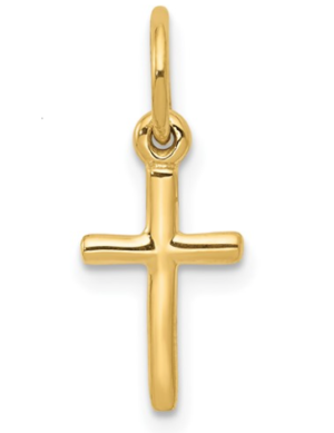 10kt yelllow gold high polished petite cross charm