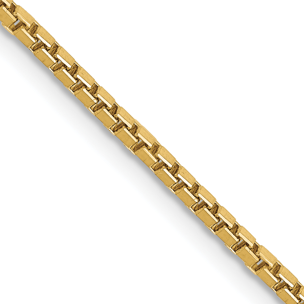bx .jpg 10kt yellow gold 1.50mm box chain with claw catch closure 18"