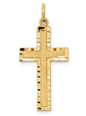 10kt yellow gold diamond cut and satin cross charm