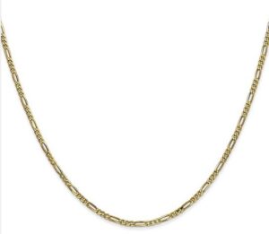 10kt yellow gold 1.75mm figaro chain with claw catch 20"
