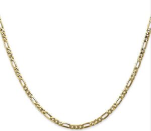 10kt yellow gold 2.75mm figaro chain with claw catch closure 22"