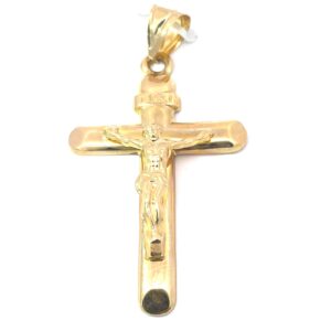 10kt yellow gold shiny large crucifix cross
