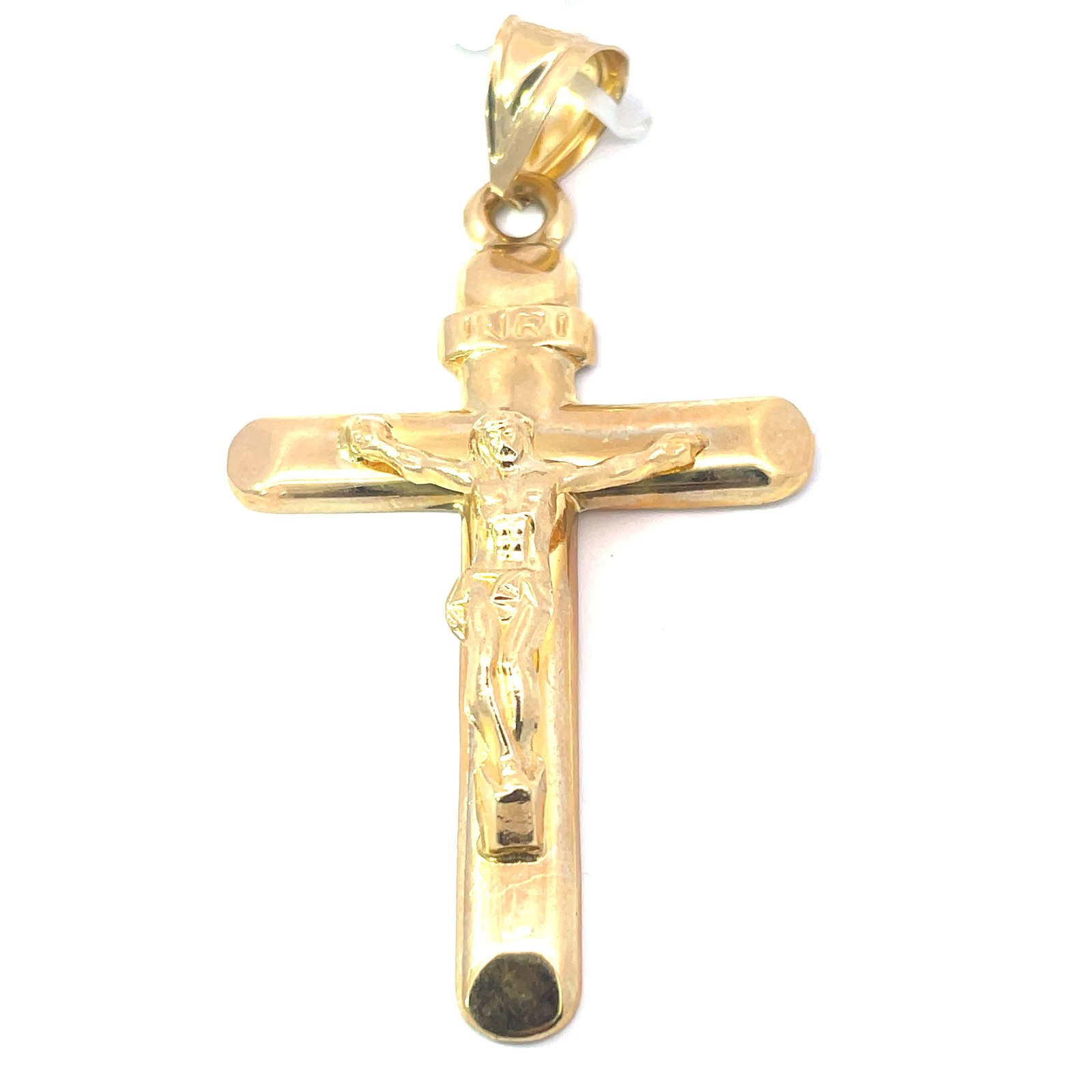 ktshinybigcroos .jpeg 10kt yellow gold shiny large crucifix cross