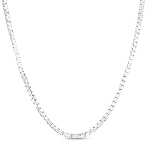 kw 10kt white gold 1.1mm box chain with claw catch 24"