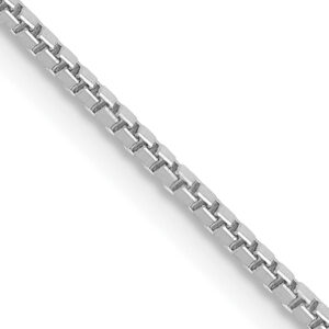 10kt white gold 1.1mm box chain with claw catch 20"