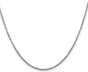 10kt white gold diamond cut 1.45mm cable chain with claw catch closure 18"