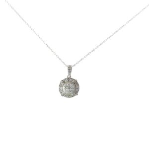 Sterling Silver diamond cluster halo pendant tw 0.25cts on link chain with spring ring