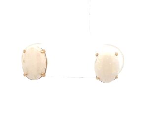 14kt white gold oval 8 by 6 genuine opal stud earring