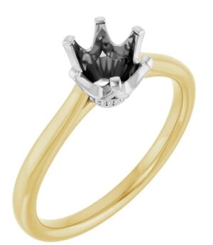 14K Yellow & White 6.5 mm Round Engagement Ring Mounting