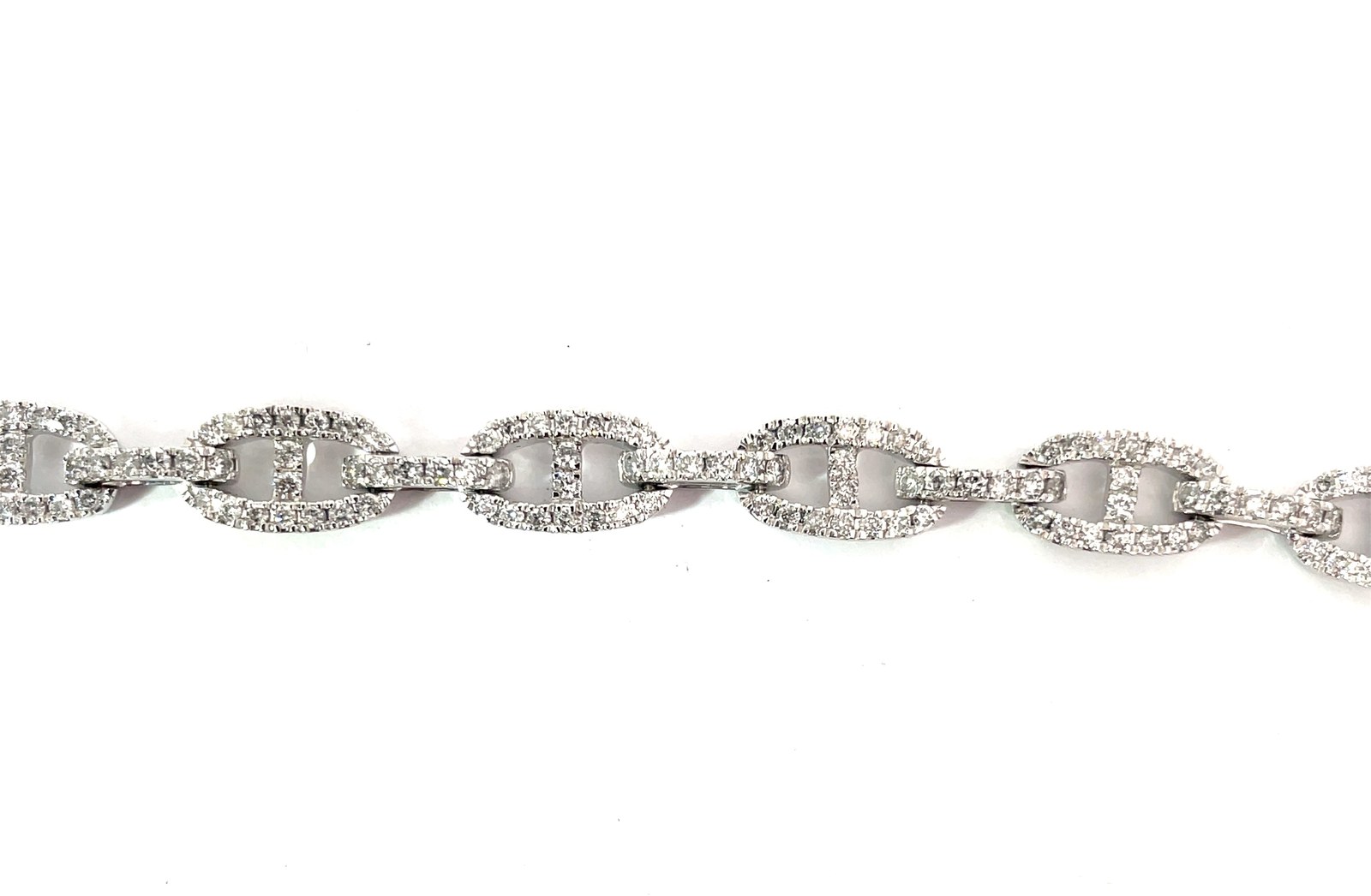 wg .jpg 10kt white gold diamond fashion link tennis bracelet D tw 2.33cts SI2 clarity, near colorless H color