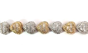 10kt two tone diamond puffed heart tennis barcelet D tw 2.70cts SI2/I1 clarity, near colorless J color with two safety foldover