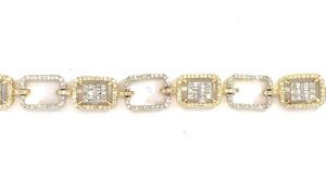 10kt two tone diamond rectangle fashion bracelet with two foldover safties D tw 2.52cts SI clarity, I/J color
