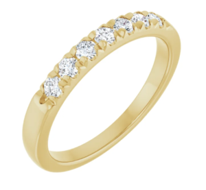 14K Yellow Gold 1/4 CTW Lab-Grown Diamond VS clarity, colorless F+color French-Set Anniversary Band, size 6.5