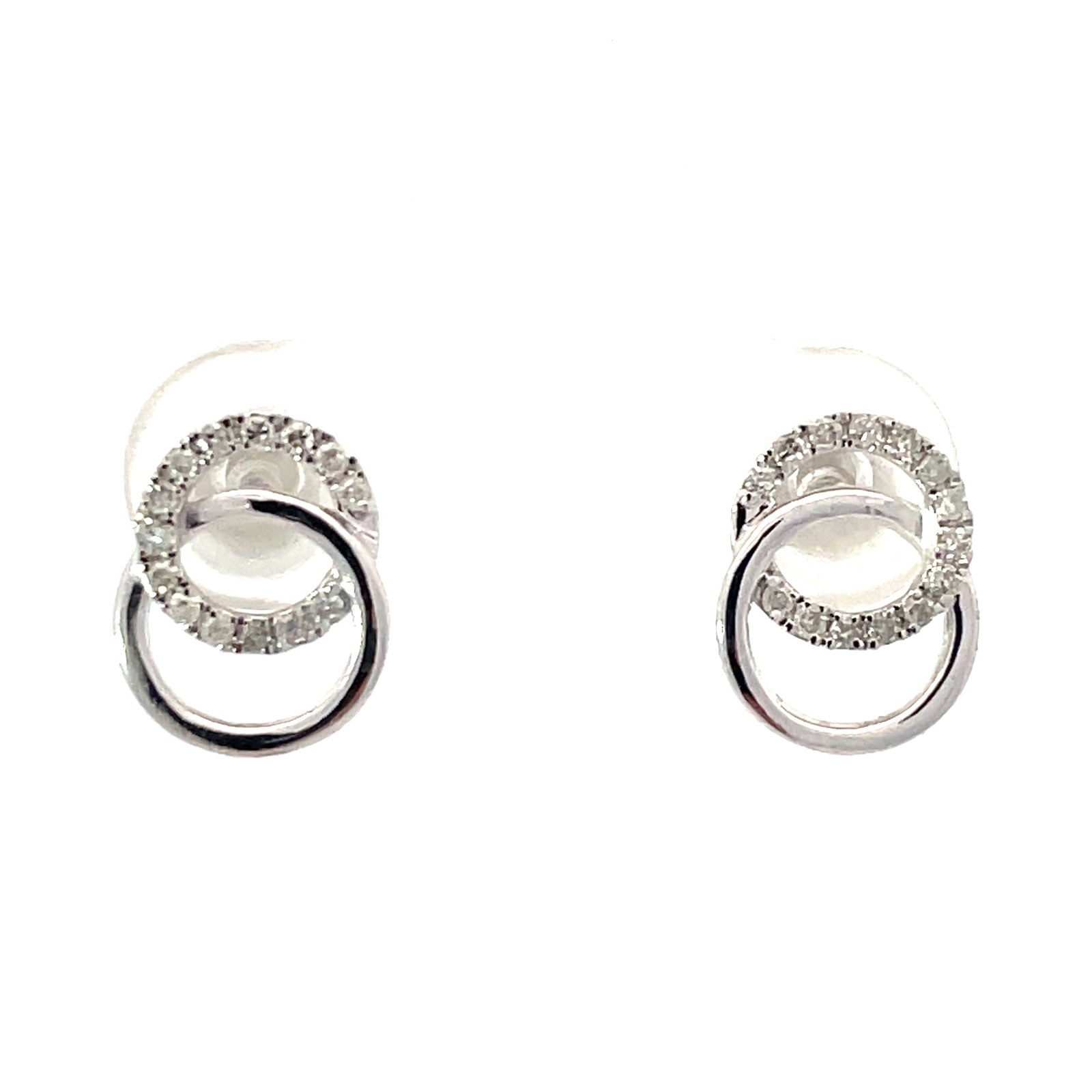 .jpg 10kt white gold double diamond and shiny circle earrings D tw 0.15cts I1 clarity, I/J color