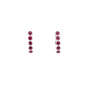 10kt white gold geuine ruby huggie hoop earring tw 0.50cts