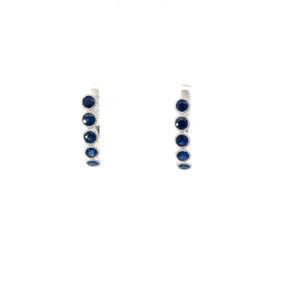 10kt white gold genuine sapphire huggie hoop earring tw 0.50cts