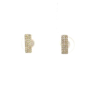 10kt yellow gold diamond pave tripple row bar earring tw 0.15cts SI clarity, near colorless I color