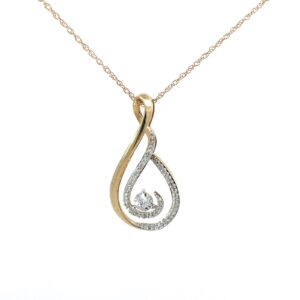 10kt yellow gold diamond open cluster pendant D tw 0.13cts I1 clarity, near colorless I color on machine made rope 18"