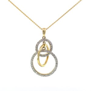 14kt yellow gold diamond fashion circle moveable pendant D tw 0.50cts SI, near colorless I color on 18"