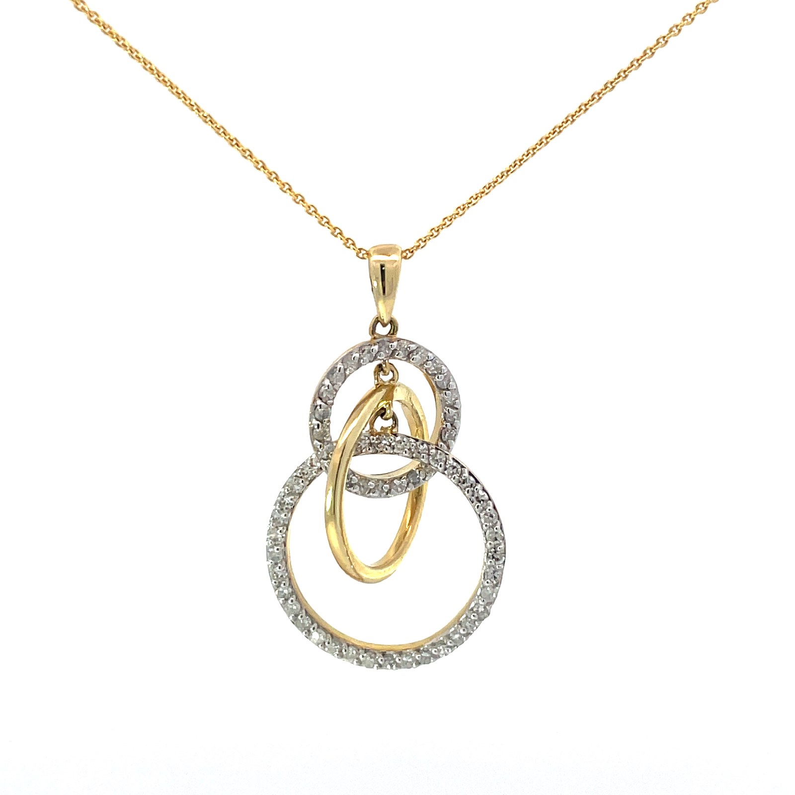 14kt yellow gold diamond fashion circle moveable pendant D tw 0.50cts SI, near colorless I color on 18"