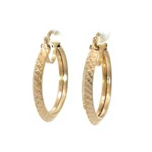 14kt yellow gold medium diamond cut knife edge hoop earring