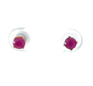 14KT YELLOW GOLD 4MM GENUINE RUBY STUD EARRINGS