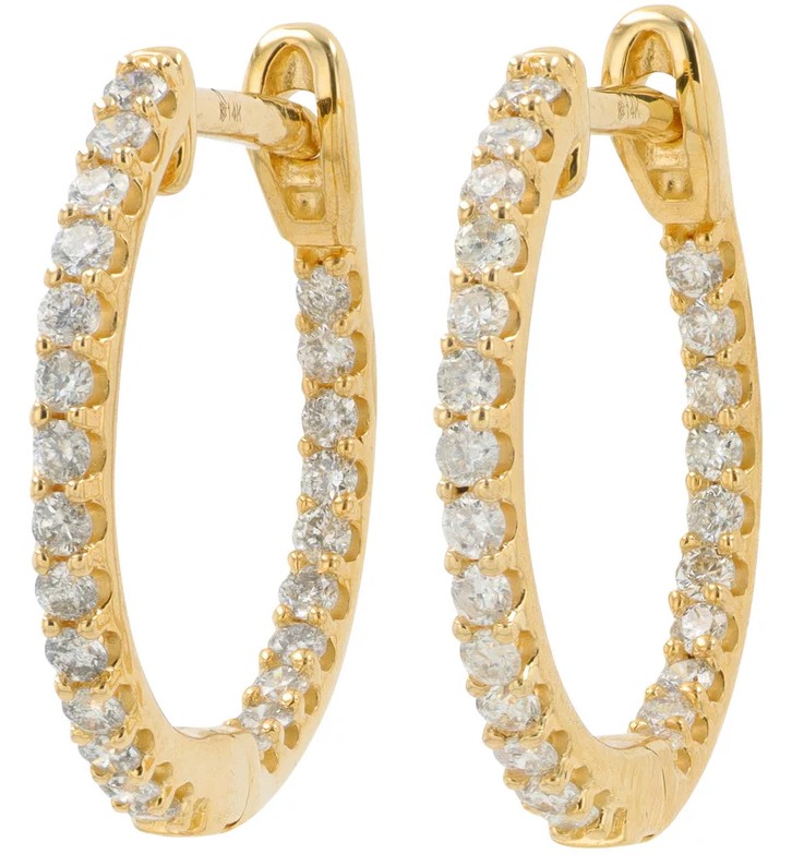 .jpg 14kt yellow gold inside out huggie hoop earring tw 1/2ct SI clarity, near colorless H/I color