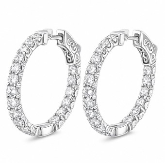 .jpg 14kt white gold inside out hoop earrings with locking back D tw 1.42cts SI1 clarity, near colorless G/H