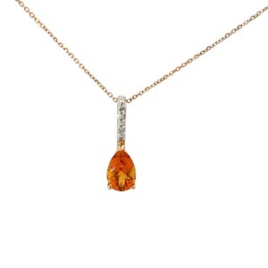 14KT Y/G DIAMOND AND CITRINE PENDANT