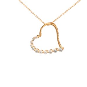 10kt yellow gold diamond open heart pendant d tw0.20 SI,H on a machine rope 18"