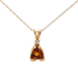14kt yg citrine pendant w/ diamond 1pc 6x6x6 trillian citrine tw 0.65 pts 1 rd dia tw 0.03pts SI2, H