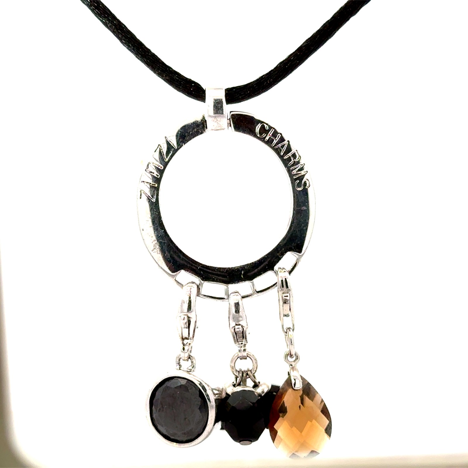 Sterling Silver ZINZI dangle three charm neckace